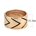 thumbnail image 2 of IP Rose Gold(Ion Plating) Stainless Steel Ring with Epoxy in Jet for Women Minimalist Theme Jet Stone Color Style TK3563 Size 5, 2 of 5