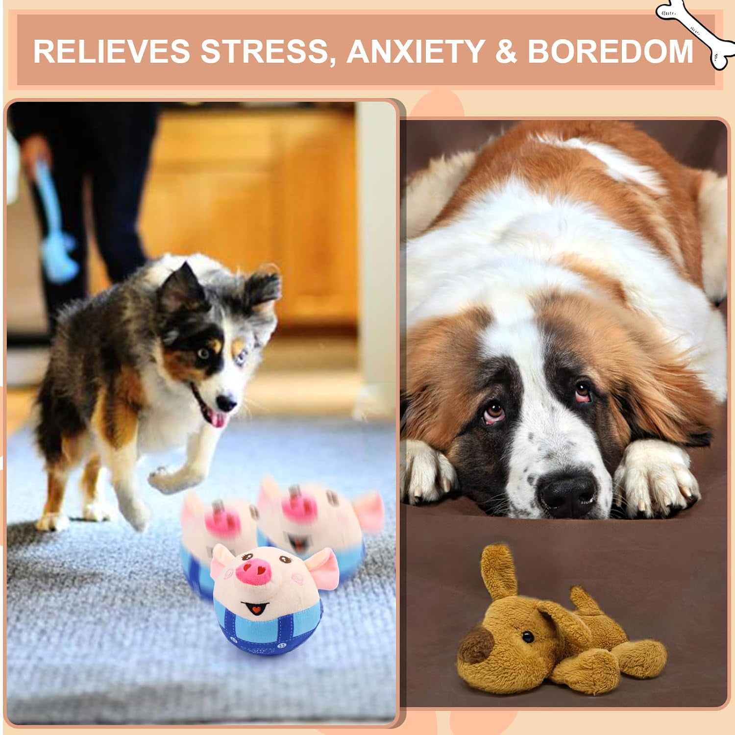 Interactive Dog Toys, Remote Control Version, Automatic Jumping Pig, The Perfect Gift to Keep Your Puppy Busy and Happy with Automatic Moving and Squeaking Sounds