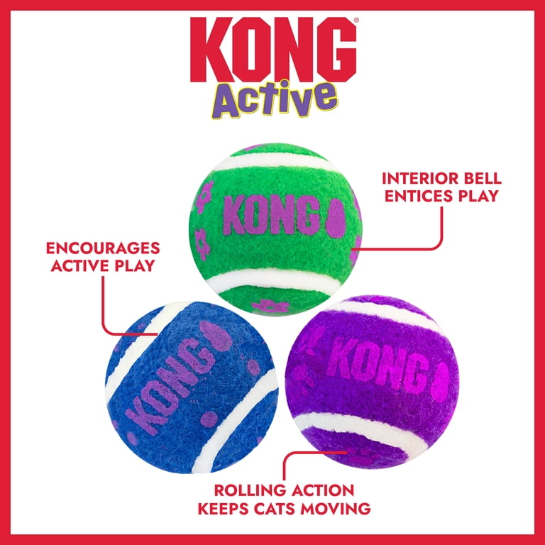 KONG Active Tennis Balls Cat Toy with Bells, 3-Pack photo 2