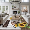thumbnail image 3 of 5'x7' Area Rugs for Living Room Bedroom, Yellow Sunflowers Washable Rug Carpet Runner Indoor Outdoor, Western Star Farmhouse White Wooden Non Slip Floor Mats Area Rug for Kitchen, Nursery, 3 of 8