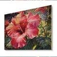 thumbnail image 2 of Designart "Vibrant Harmony in Red Tropical Hibiscus II" Floral Print on Natural Pine Wood, 2 of 5