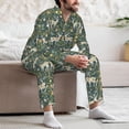 thumbnail image 7 of Naloa Deer And Flowers Men’s Pajamas Set - Long Sleeve Button Down Sleep Shirt and Pajama Bottoms Sleepwear Set-Large, 7 of 7