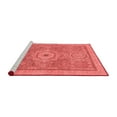 thumbnail image 2 of Ahgly Company Machine Washable Indoor Round Abstract Red Modern Area Rugs, 4' Round, 2 of 4