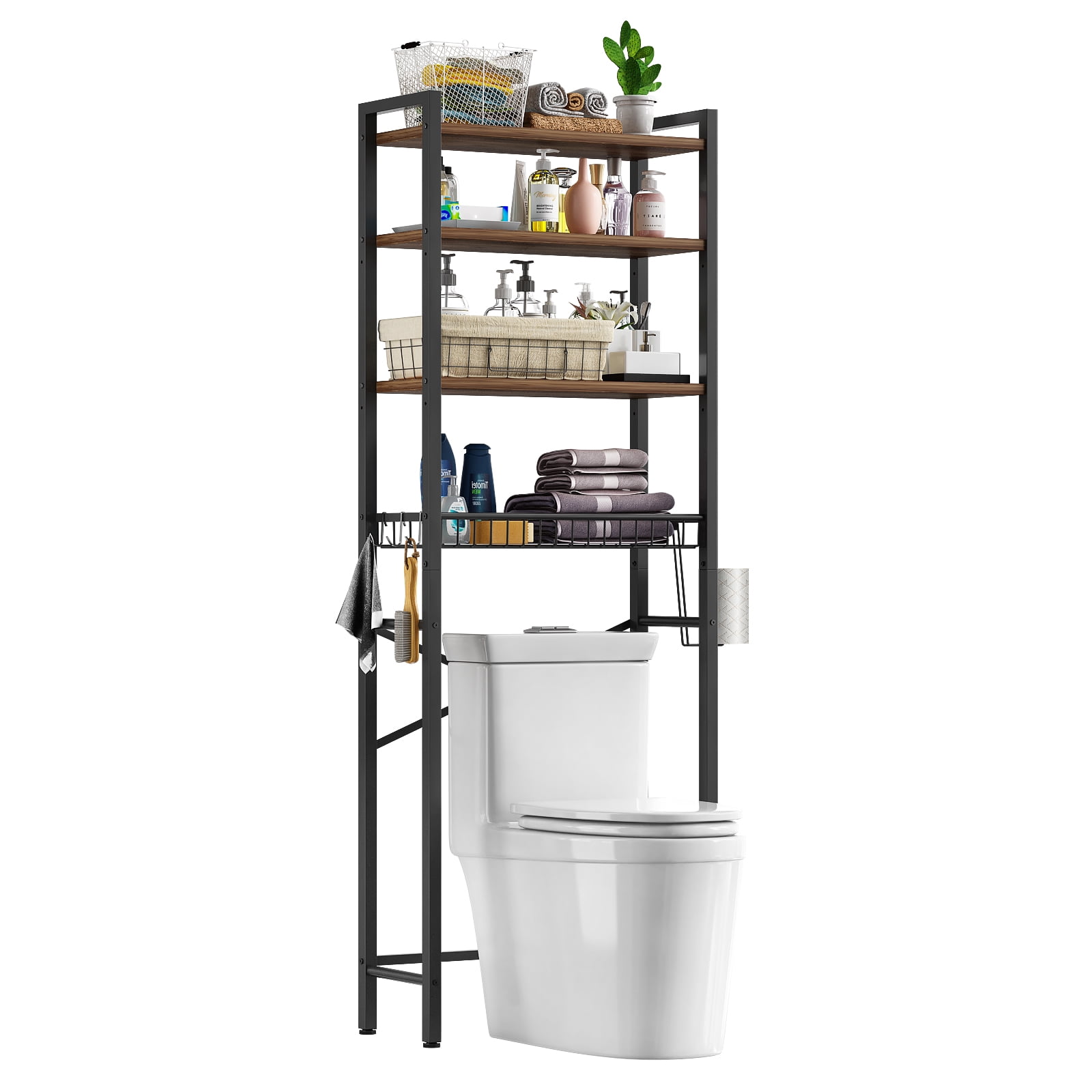 Kalrin Over The Toilet Storage, 4Tier Wooden Bathroom Organizer