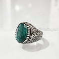 thumbnail image 2 of Emerald Corundum Mans Ring, Natural Emerald Corundum, May Birth Ring, Silver Jewelry, 925 Silver Ring, Gift, Heavy Mens Ring, Arabic Design, Ottoman Style Ring, Christmas, Turkey Mens Signet Ring, 2 of 7
