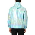 thumbnail image 3 of INSPIRE CHIC Men's Jacket Metallic Zip up Hooded Lightweight Holographic Shiny Jackets S Mint Blue, 3 of 7