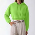thumbnail image 4 of Cropped Hoodies for Women 2025 Long Sleeve Plain Crop Hoodie Streetwear Hooded Sweatshirt Pullover Tops, 4 of 5