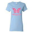 thumbnail image 1 of Wild Bobby, Butterfly Pink Ribbon Faith Hope Love, Breast Cancer Awareness, Women Graphic Tee, Light Blue, Large, 1 of 5