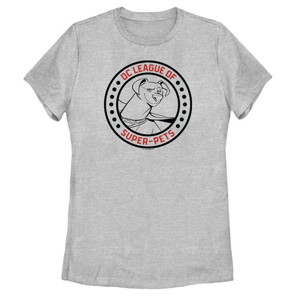 Women's DC League of Super-Pets Krypto Circle Badge  Graphic Tee Athletic Heather Large