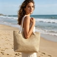 thumbnail image 4 of Woven Tote Bag with Cotton Rope Handles Large Capacity Foldable for Women Summer Beach Vacation Daily Use, 4 of 6