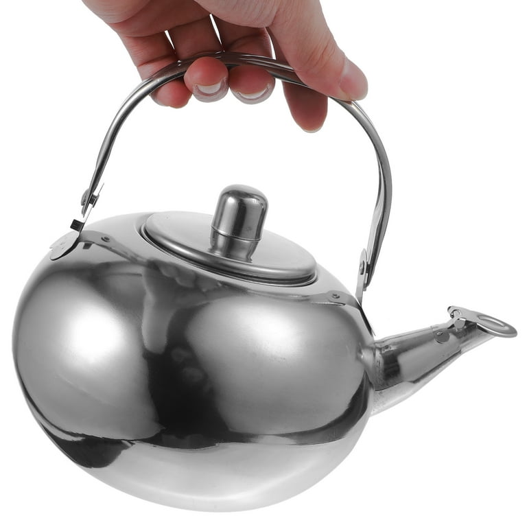 Rosarivae Thick Stainless Steel Tea Pot Insulated Kettle Thermal Teapot  Water Pot for Kitchen Restaurant Hotel (Silver, 1L) 