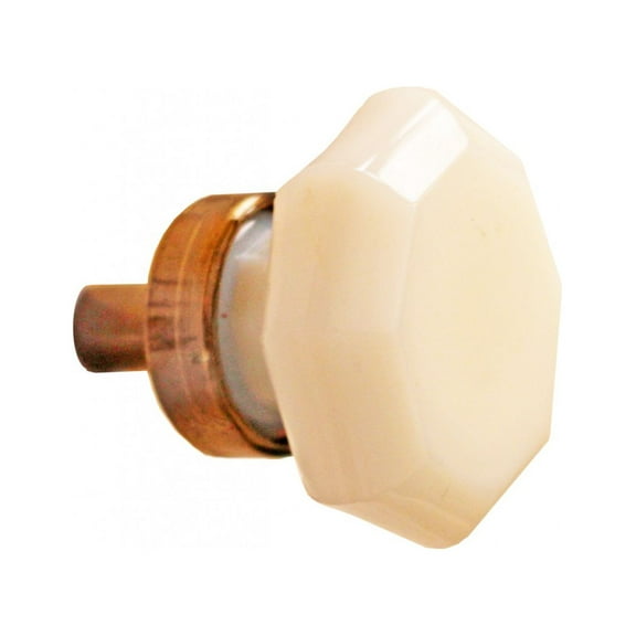 Kitchen Cabinet Knob Milk Glass W/ Antique Brass Back Renovators Supply