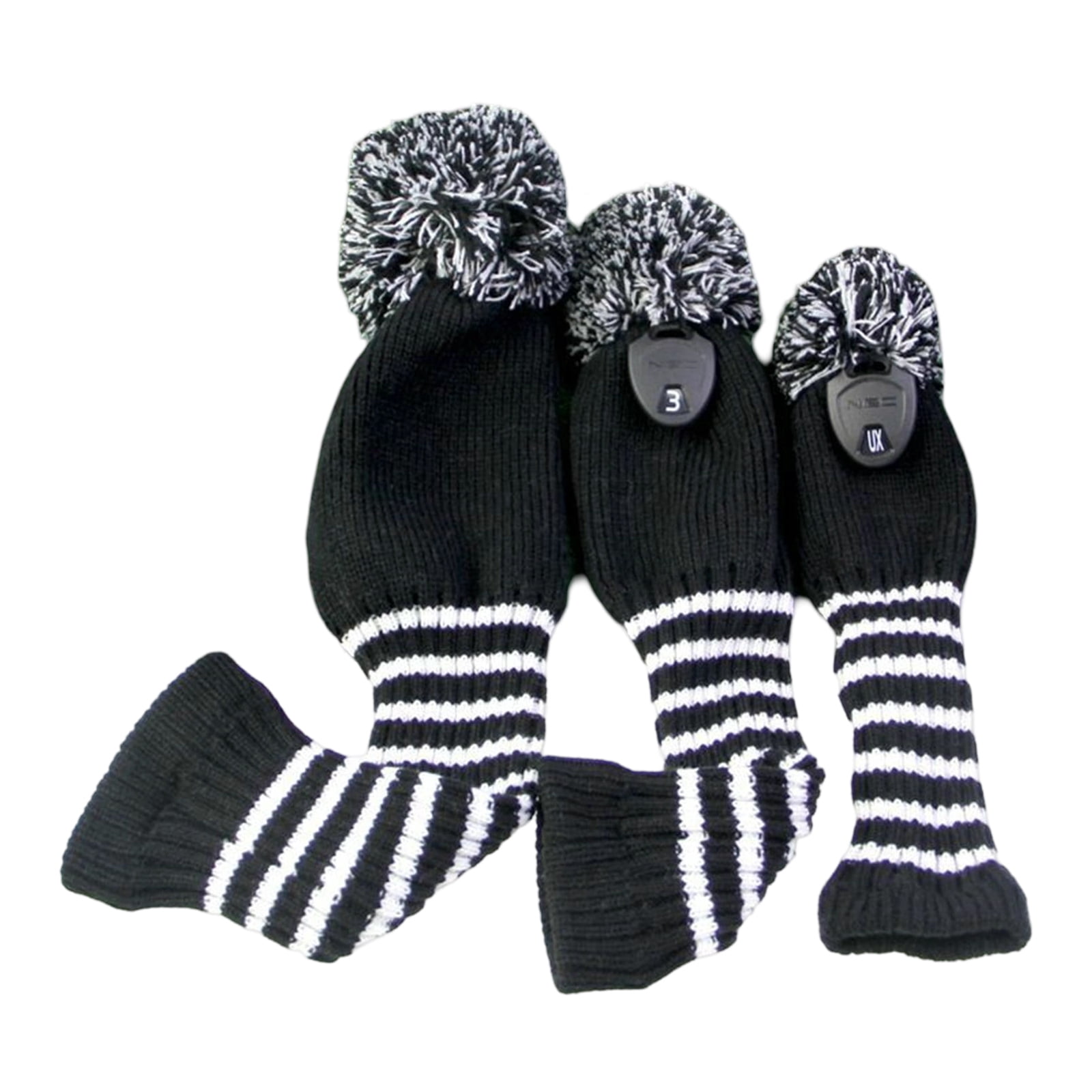 RUISINERY 3pieces Golfs Club Head Covers Knitted Styles Headcover Leisure Styles Golfs Covers for Driver Protecting and Longevity