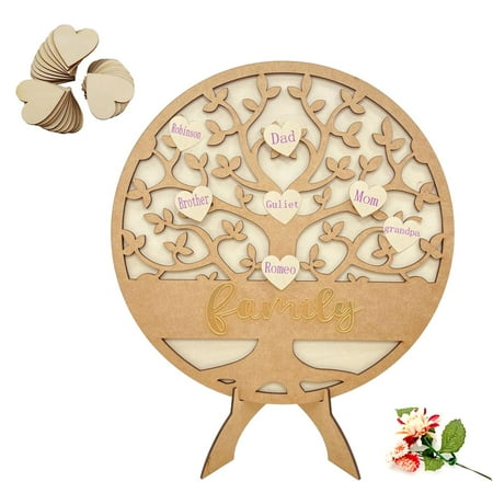 

Younar Unique Wedding Guest Book Alternative | Rustic Guest Registry with Wooden Hearts | Wood Tree Frame Drop Box Guest Books with Stand Wooden Family Tree Guestbook