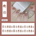 thumbnail image 2 of Press on Nail Square Fake Nail with Butterfly Designs Cats Eye Glossy Stick on Nail Glues on Acrylic Nail for Women Girl, 2 of 4