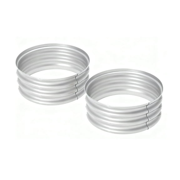 Raised Garden Bed Kit Round Metal Galvanized Large Outdoor Planter 2 Pack 2x2x1FT