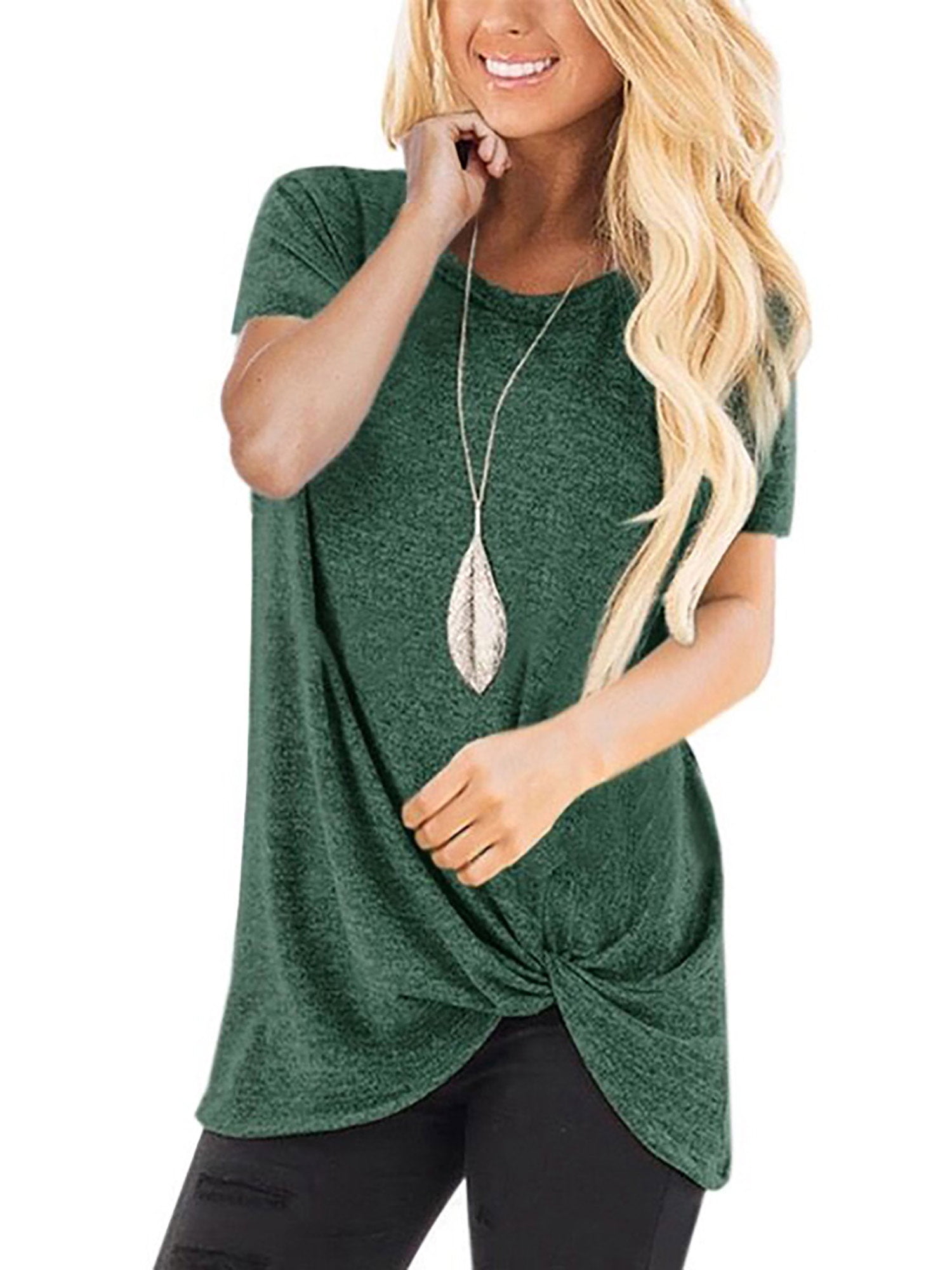 Selfieee Selfieee Women's Basic Round Neck DropShoulder Short Sleeve