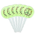 thumbnail image 1 of Lady Bug Rainbow Peace Sign Cupcake Picks Toppers Decoration Set of 6, 1 of 7