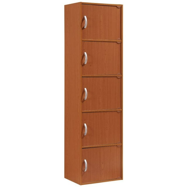 Pemberly Row Bibliothèque à 5 Tablettes et 5 Portes, Cerisier