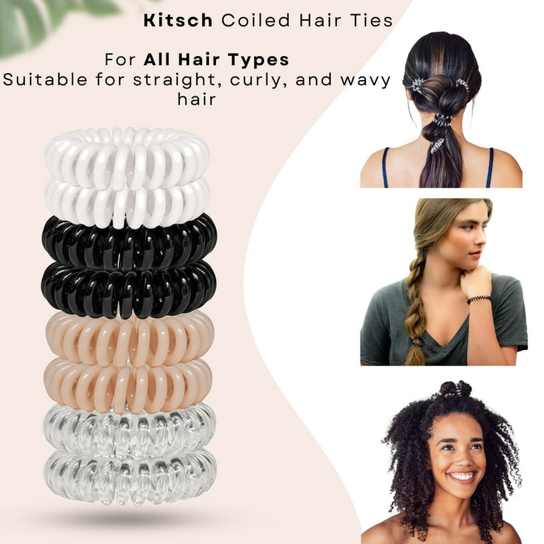 Kitsch Spiral Hair Ties 8 Pcs Set for Long Thin Curly Adult Hair Ponytail Holder Walmart