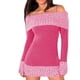 thumbnail image 1 of Gibobby Suéteres de invierno de punto Vestido de suéter de punto con botones para mujer Top largo de punto de patchwork de color sólido (Rosa, XL), 1 of 5