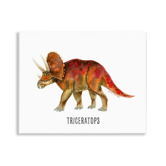 Stupell Industries Triceratops Dinosaur Learning Animals Painting Unframed Art Print Wall Art, 14 x 11