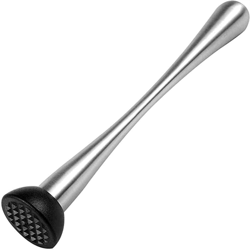Cocktail Muddler Masher Silver Stainless Steel Bar Bartender Tool Mojitos Home Fruit Based Drinks Soft Non-Slip Grip Orange Apple Spices Potato Ricers Reamers D 