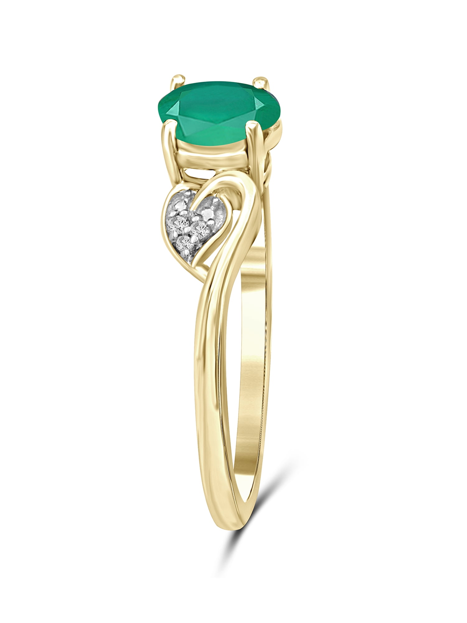 JewelersClub Emerald Ring Birthstone Jewelry – 0.33 Carat Emerald 14K Gold Plated Silver Ring Jewelry with White Diamond Accent – Gemstone Rings with Hypoallergenic 14K Gold Plated Silver Band