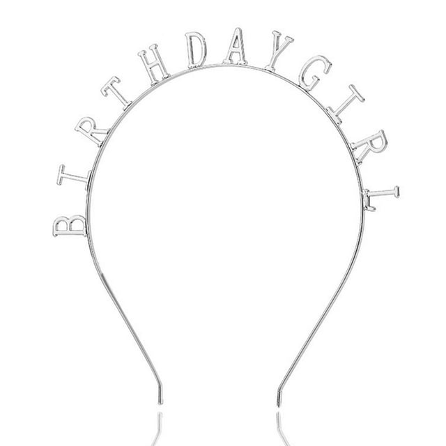 Qarigey Diadema con letras para cumpleaños, tocado de estilo sencillo para chicas jóvenes, accesorios para fiestas en forma de letras, diademas para Accesorio para el cabello Blanco