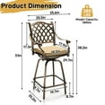 thumbnail image 3 of Tcbosik Outdoor Swivel Bar Stools Set of 2, Counter Height Bar Chairs, Bistro Armchair with Cushion and Metal Frame for Backyard, Garden, Patio, Balcony, Bronze, 3 of 10
