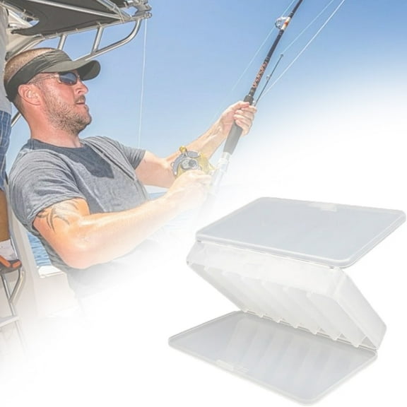 1 Lure Box Compartments Double 7 Grids Fishing Tackle Box Visible Hard Plastic Clear Fishing Squid Hooks Accessory Storage Case Container