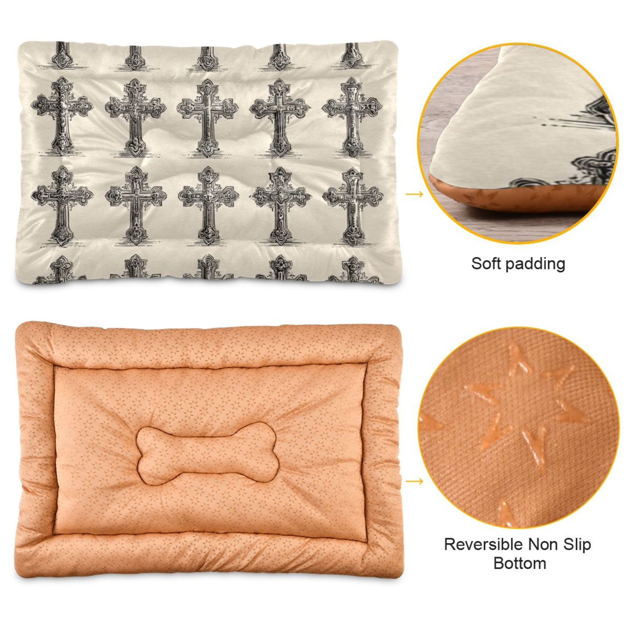 Cozy Mat Pet Bed Indoor Outdoor Warm Soft For Cat Dog Puppy(S/M) Vintage Crosses