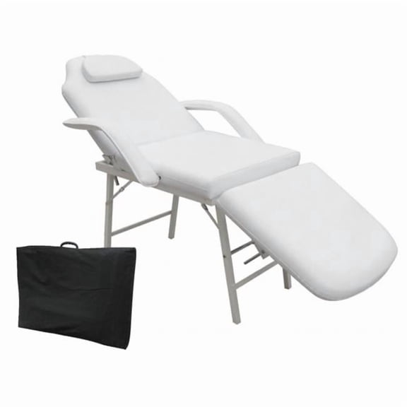 CB15207 73 in. Massage Table Chair Portable Tattoo Parlor Spa Salon Facial Bed, White