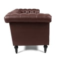 thumbnail image 3 of 82.5 Inch Width Traditional Square Arm removable cushion 3 seater Sofa Dark Brown, 3 of 7