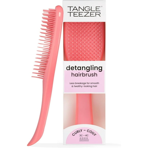 ERDS-Ultimate Detangler Naturally Curly Hair Brush, Dry & Wet Hairbrush, Reduces Frizz & Breakage, for 3C to 4C Curly Hair Types, Pink Salmon