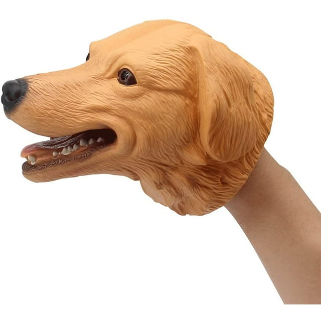Marionnettes à Main en Caoutchouc Réalistes d'Animaux, Jouet de Jeu de Rôle pour Enfants et Tout-Petits (Chien)