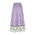 thumbnail image 4 of Abomasnow Women's Plus Size Skirts Elastic High Waisted Casual Skirt Summer Boho Floral Tiered Midi Skirts Purple L, 4 of 6
