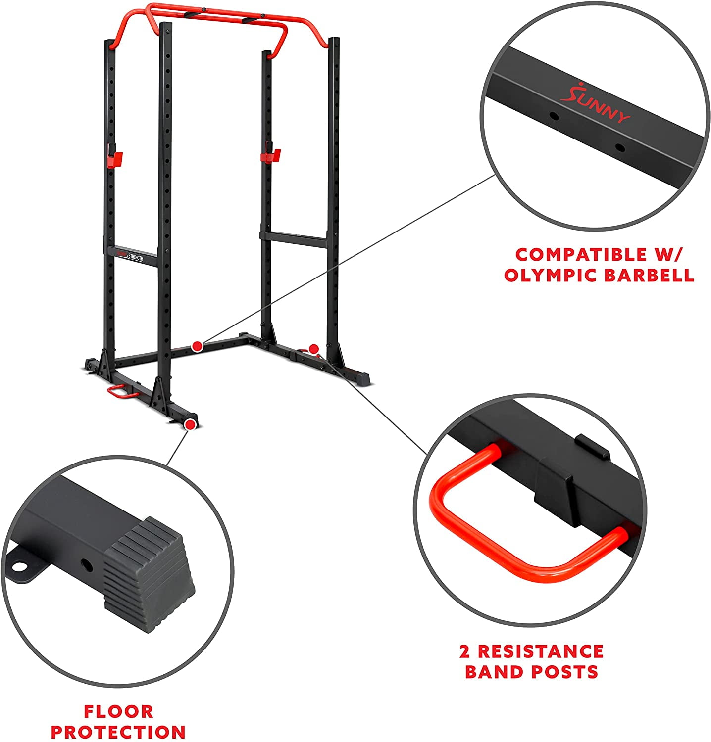 Sunny Health & Fitness 1000LB Capacity Multi-Function Adjustable Weight Cage Power Rack