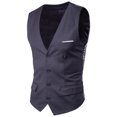 thumbnail image 1 of MAWCLOS Men Jacket Sleeveless Waistcoat Solid Color Vest Slim Fit Fall V Neck Tops Dark Gray 6XL, 1 of 4