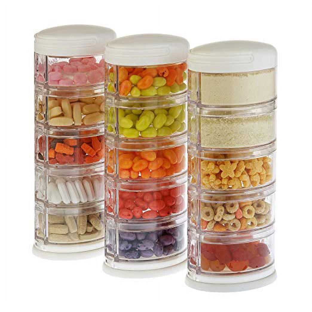Innobaby Packin' Smart Stackable and Portable Storage System for Formula, Baby Snacks and more. 5 Stackable Cups in Strawberry Sorbet. BPA Free.