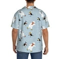 thumbnail image 3 of Yiaed Skiing penguin Bear Print Mens Casual Wrinkle Free Shirts Short Sleeve Button Down Summer Stretch Dress Shirt-Medium, 3 of 5