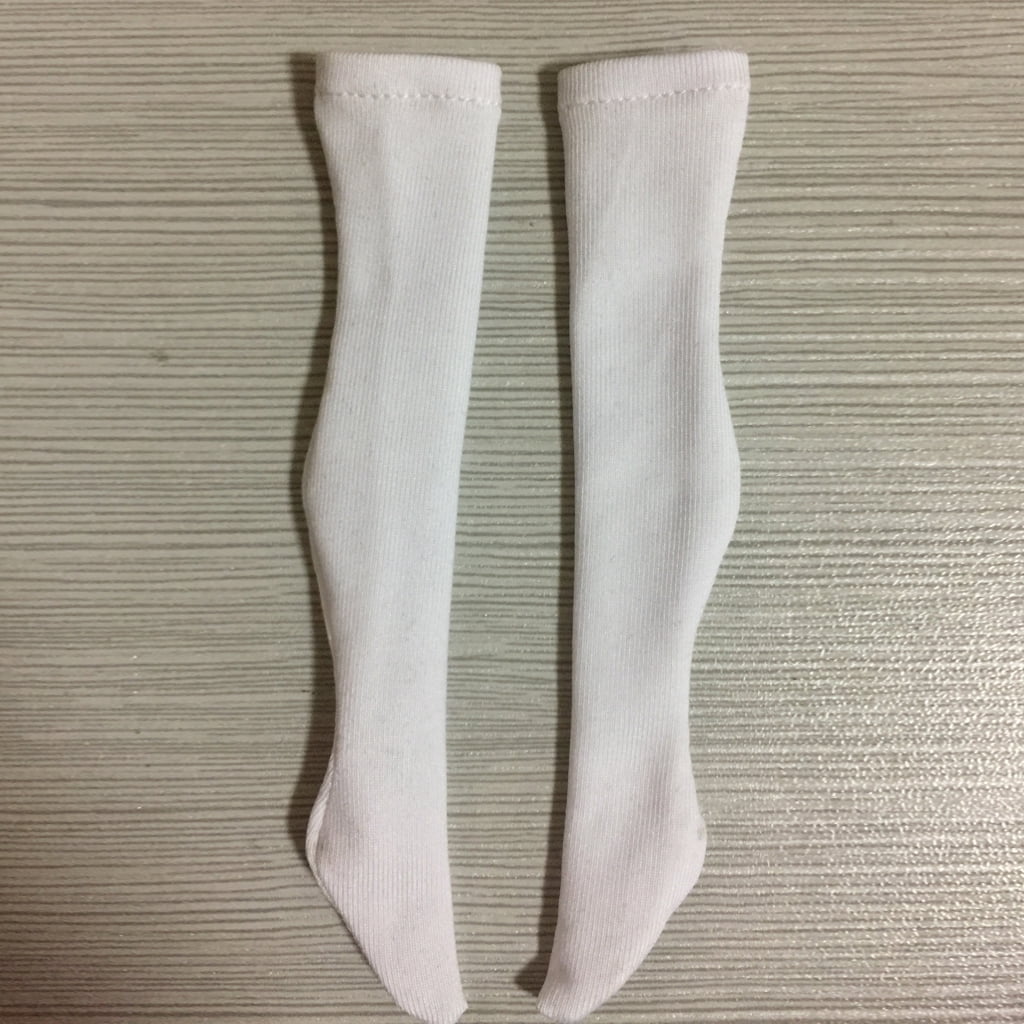 Pair of 1/6 Long Socks Stockings for 12inch Phicen Kumik CY CG Female White 