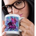 thumbnail image 2 of 3drose, Magenta Fantasy Stallion and Pink Fairy, Blue and Pink Background Fantasy, 11oz Magic Transforming Mug, 2 of 7