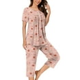 thumbnail image 2 of SwiftWear Women's Relaxed Fit Star Printed Pajamas Set Button-Up Top, Stretchy Capri Pants with Pockets 2 Piece Summer Cozy Loungewear, 2 of 5