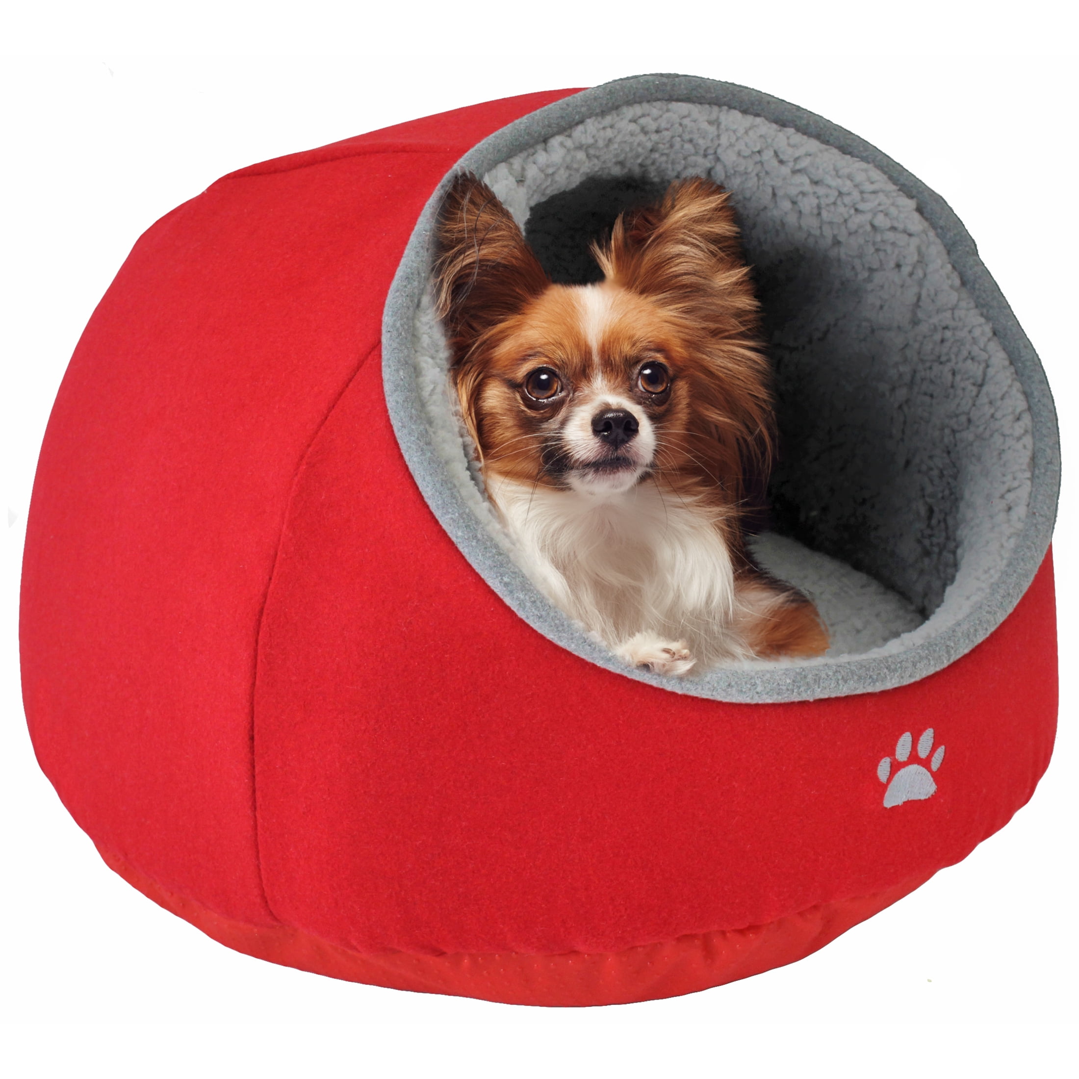 Precious Tails Felt Sherpa Dome Dog Cat Pet Dog Bed
