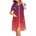 thumbnail image 5 of Christmas Long Nightgowns For Women Zip Up Bathrobes Tartan Dressing Gown Lightweight Housecoats Short Sleeve Nighties Long Length Nightdresses Multicolor A XL, 5 of 7