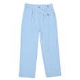 thumbnail image 5 of Domuza Men's Baggy Dress Pants Zipper Fly Pleated Wide Leg Pants Work Office Slacks with Pocket Casual Fashion Business Trousers Blue S, 5 of 5