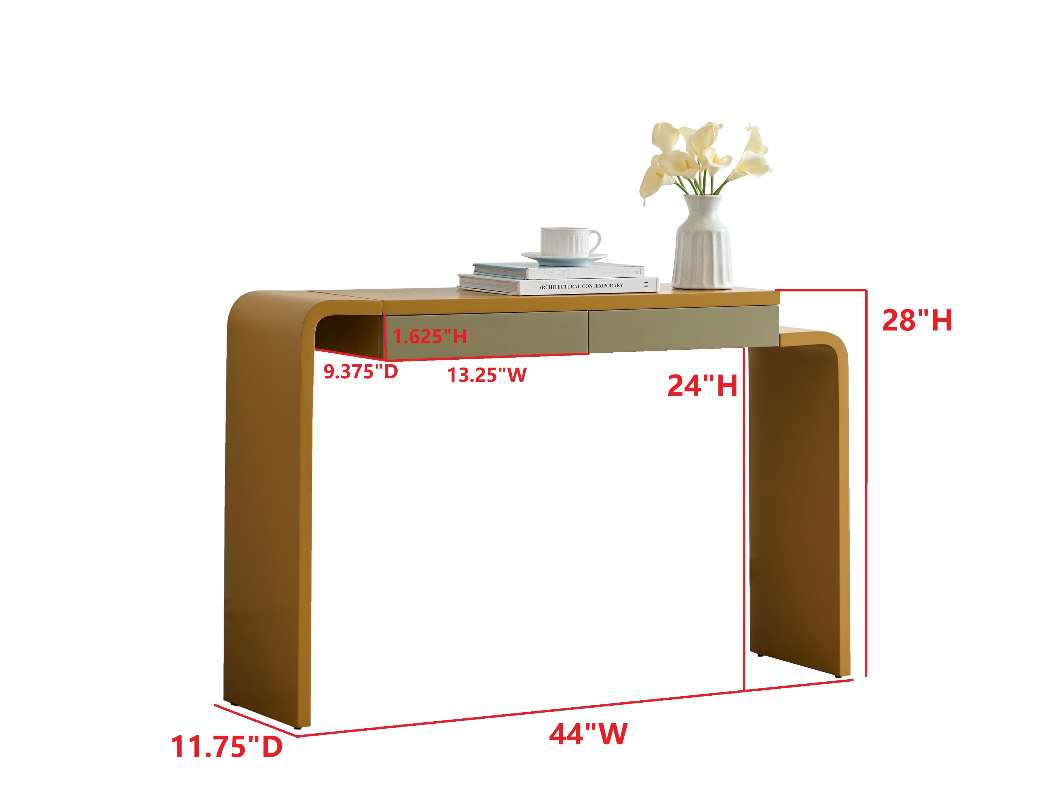 Kings Brand Furniture Yuma Wooden Console Table - Contemporary Thin Sofa Table, Side Table, Entryway Table with 2 Drawers Perfect for Hallway, Living Room, Foyer (Honey Mustard)