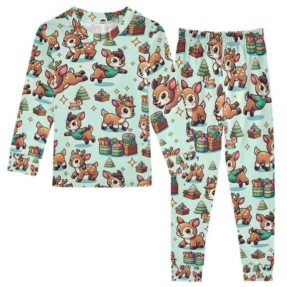 joogoo Funny Deer with Gift 2 Piece Long Sleeve Tee and Pants Cotton Pajama Set 5Y