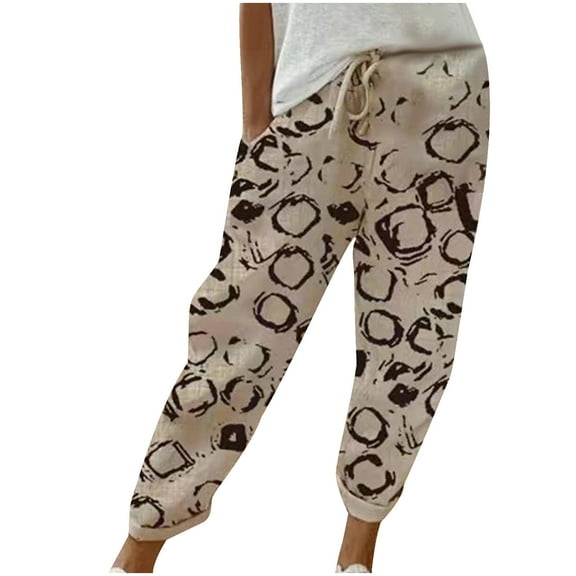 Womens Lounge Drawstring Sweatpants with Pockets Graphic Print Loose Tapered Leg Harem Pants for Summer Casual (X-Large, Yellow 02)